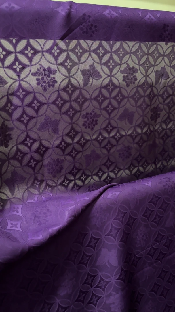 红云纱花萝【紫色铜钱纹窗花25姆米】100%桑蚕丝 单拍链接189/m