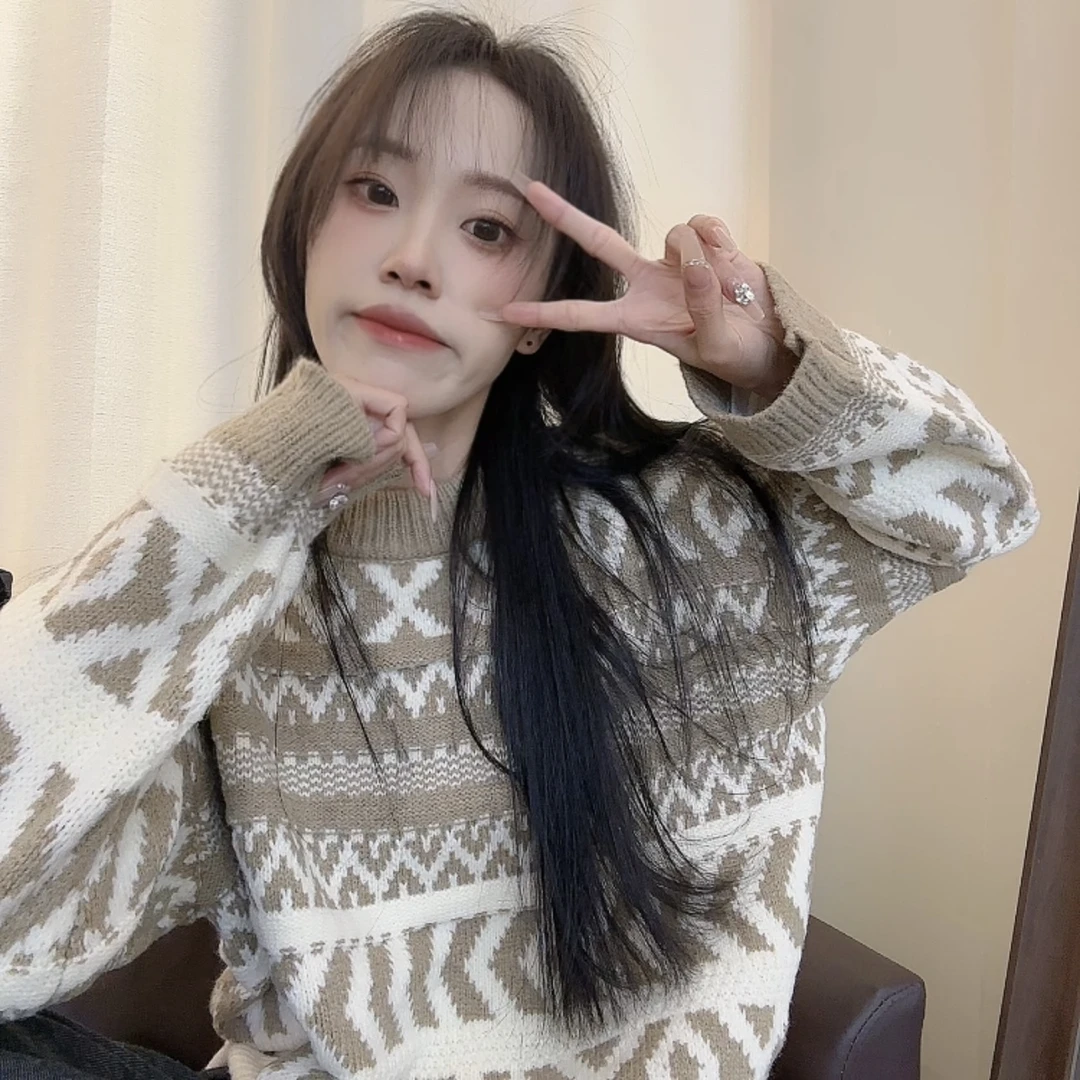 芬芬家-【费尔岛几何厚实】高支高密大版型毛衣