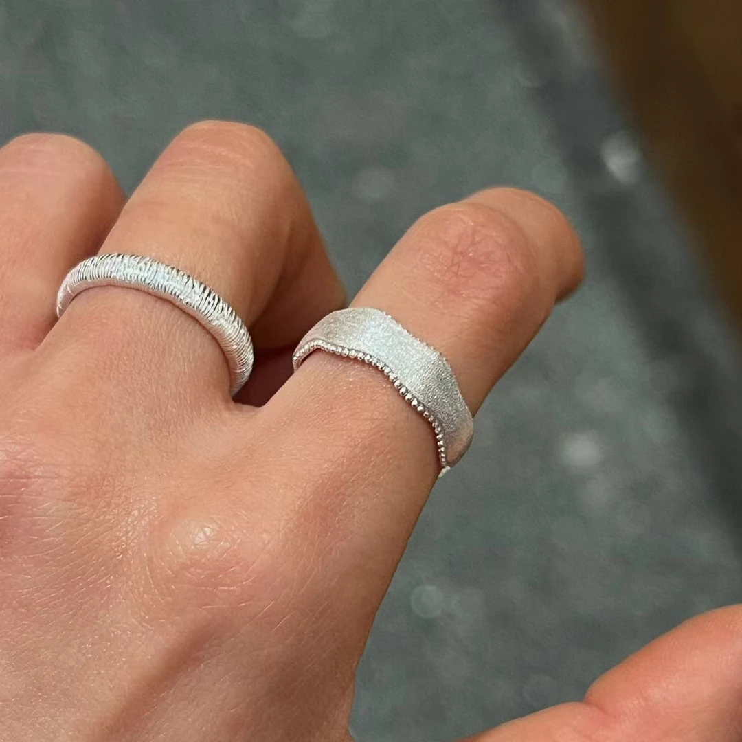 925银戒指 JIUJIU【拉丝素圈】通勤百搭简约素圈戒指0130