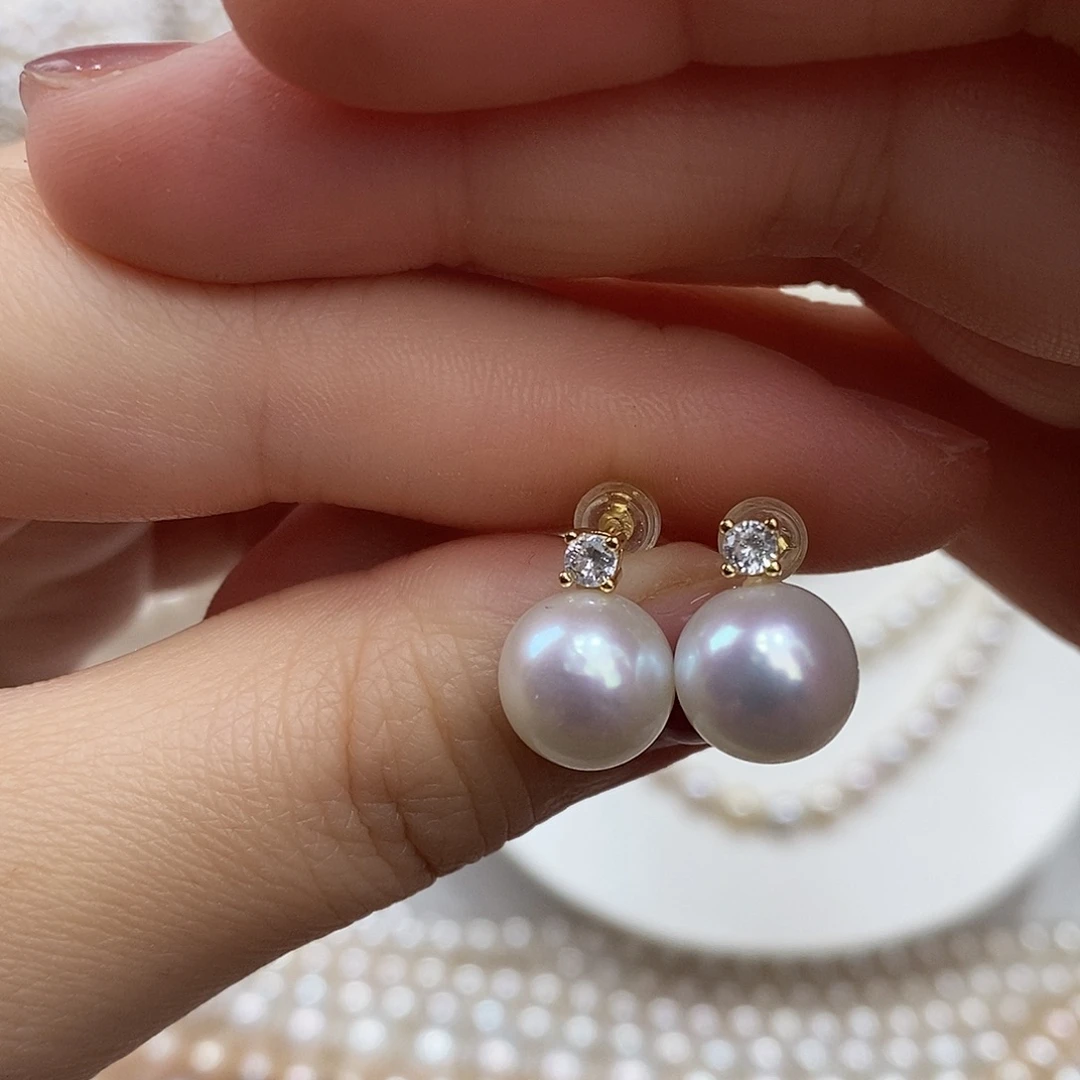 银S925镶嵌耳饰淡水珍珠