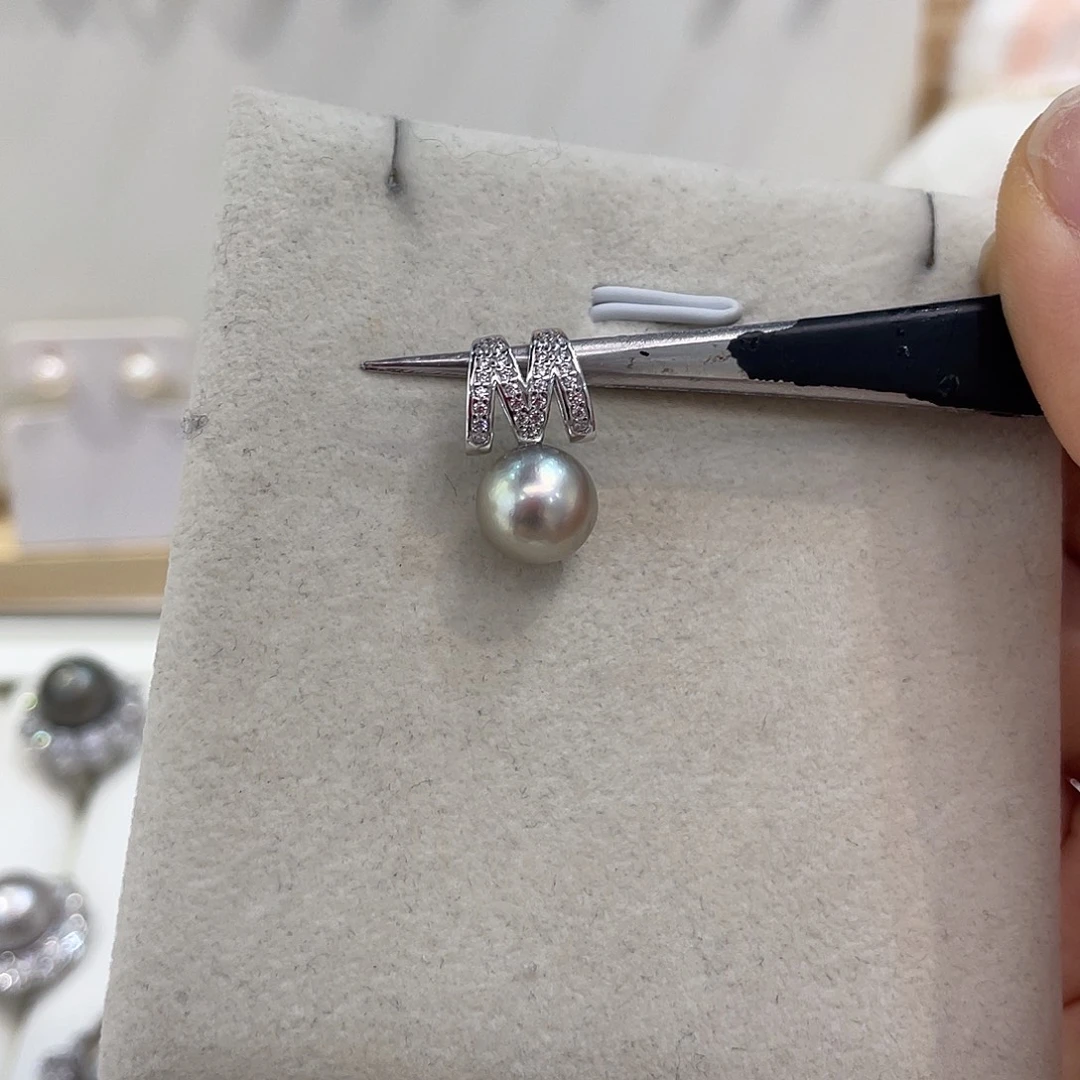 吊坠(不含链)银S925镶嵌海水珍珠