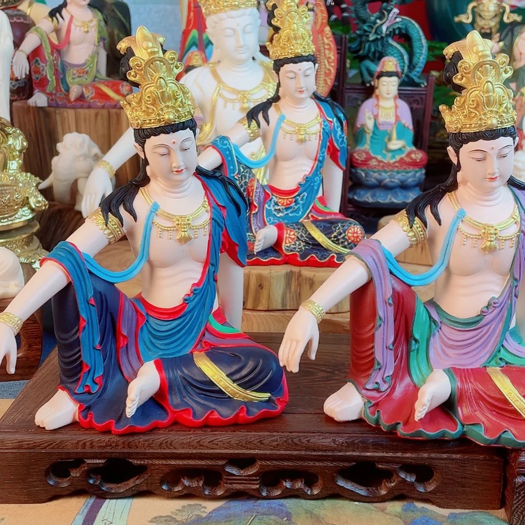 沙***砾石材自在观音摆件