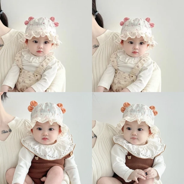 婴儿帽子春秋季薄款宝宝女公主风渔夫帽外出遮阳防晒帽婴幼儿盆帽