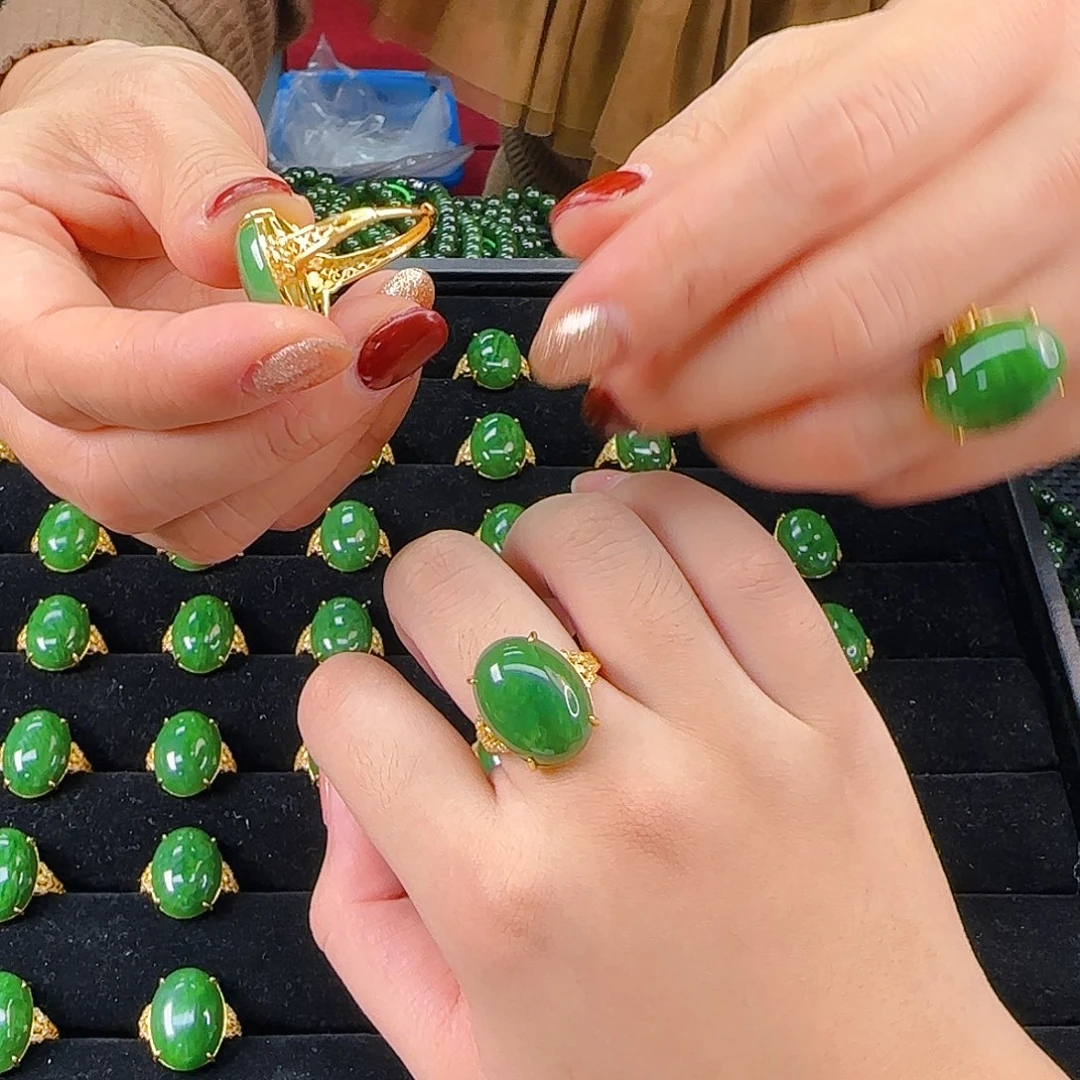 颈饰银S925镶嵌和田玉碧玉戒指卡20 15