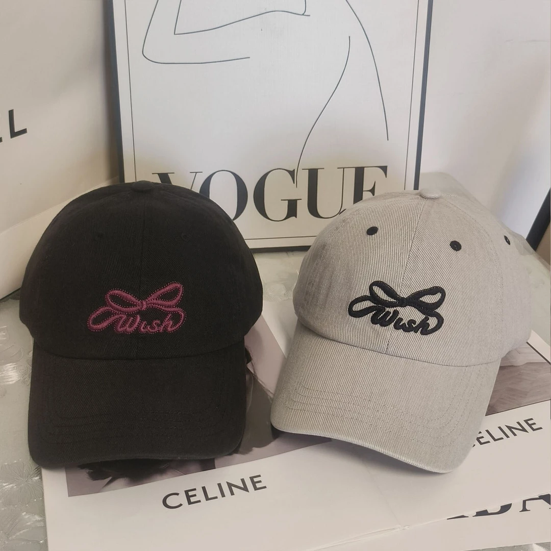 韩版ins蝴蝶结刺绣软顶棒球帽女秋季新款甜美可爱鸭舌帽宽檐显脸