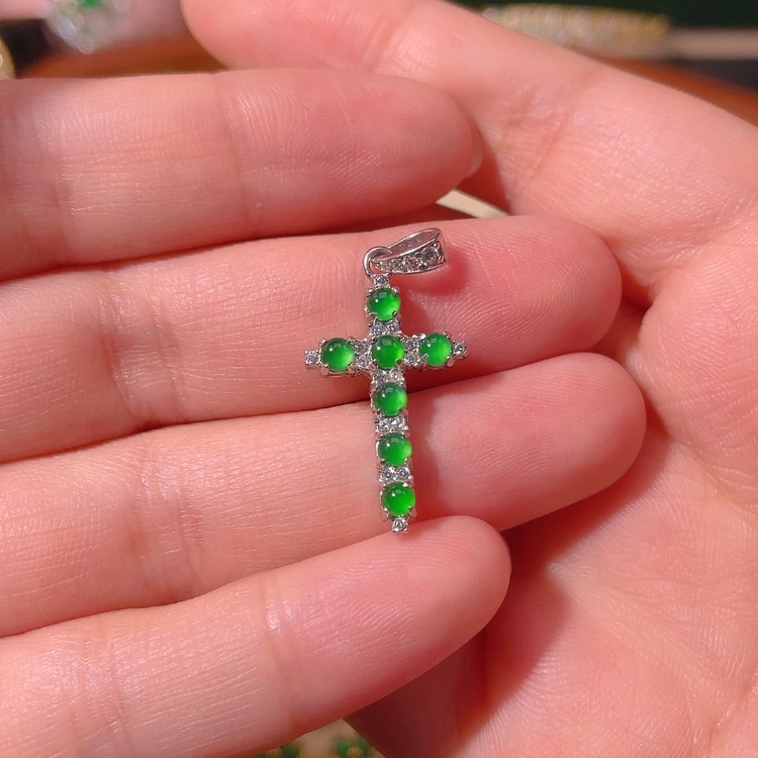 翡翠银S925镶嵌吊坠(不含链)