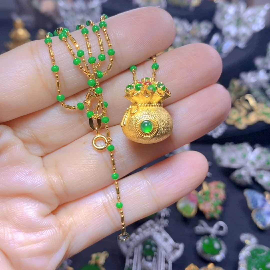 翡翠银S925镶嵌吊坠(不含链)天然资源