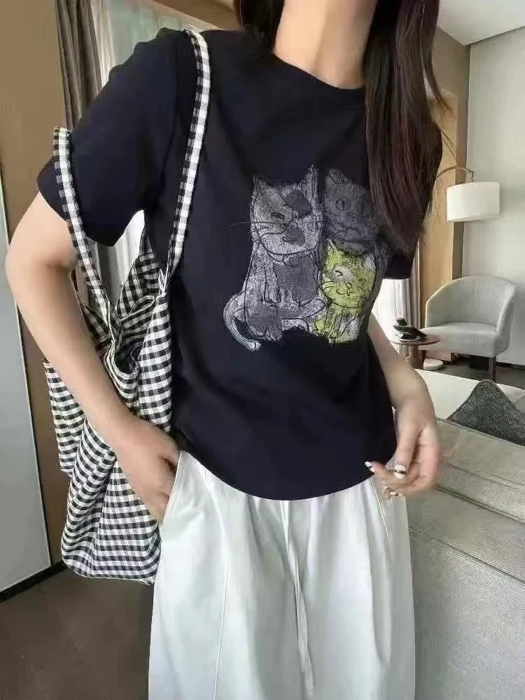 时尚百搭三只猫上衣6361