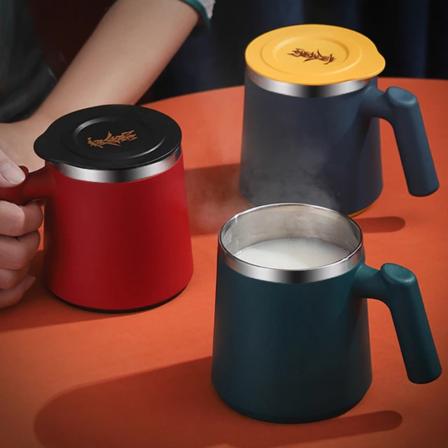 不锈钢马克杯办公室水杯茶杯创意咖啡杯个性潮流杯子早餐杯带盖勺