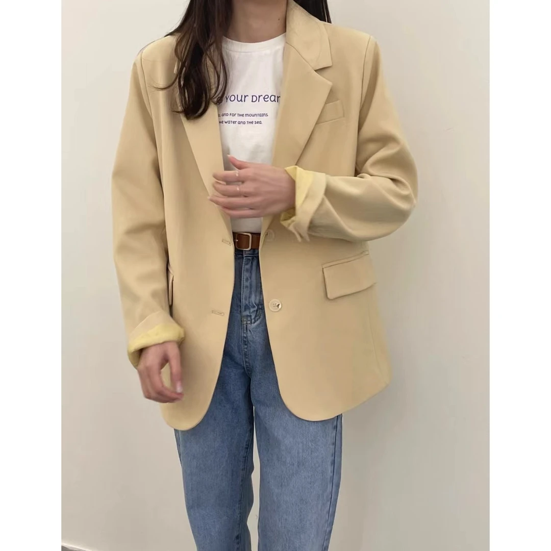 新款韩版宽松显瘦长袖休闲西服外套