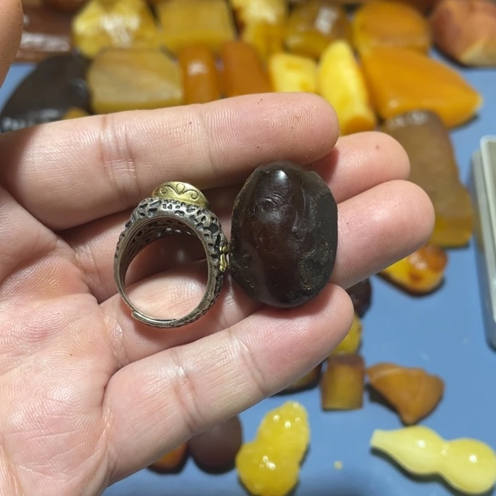 旧***纸定制蜜蜡银S925镶嵌随形