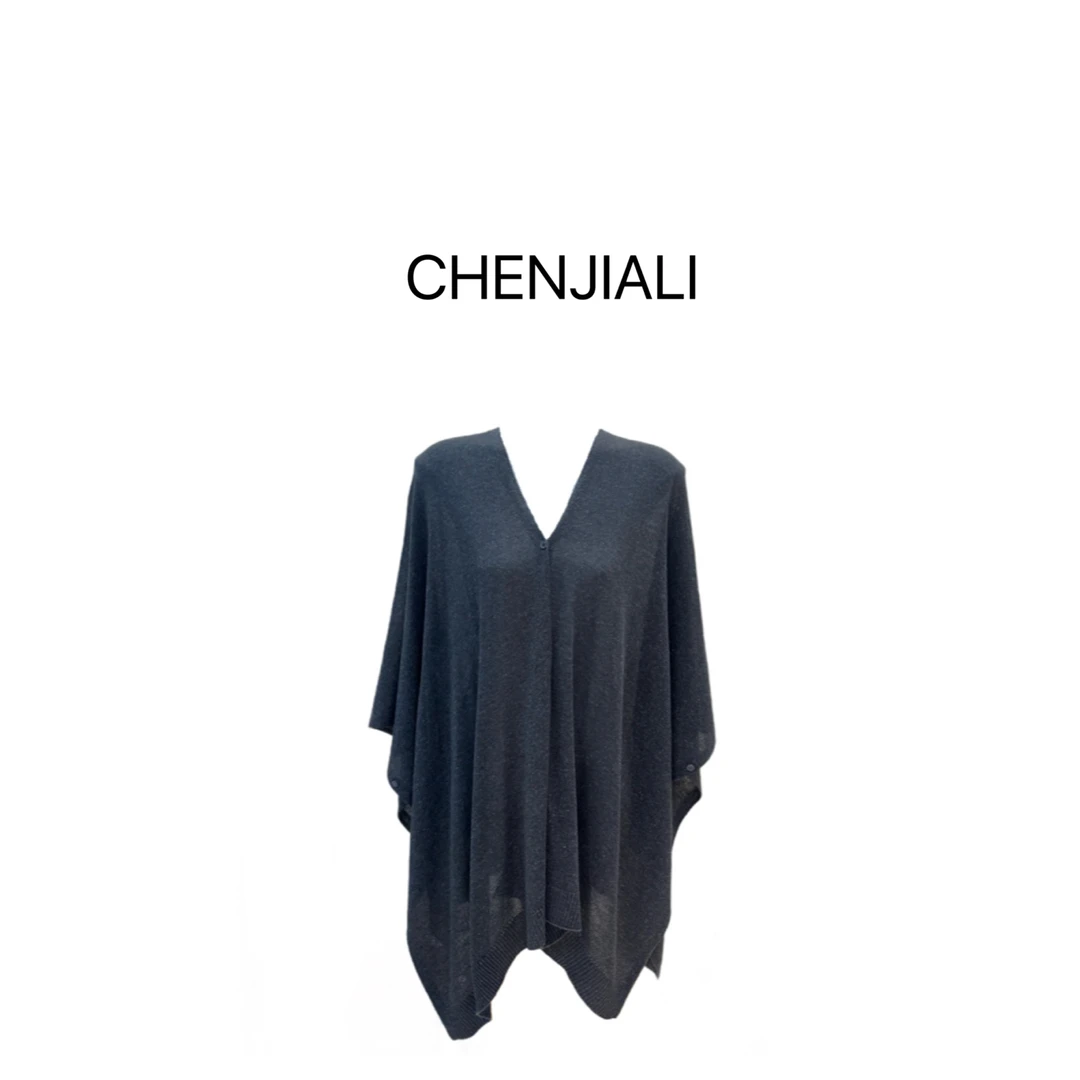 CHENJIALI 2025春夏新品慵懒气质披肩开衫