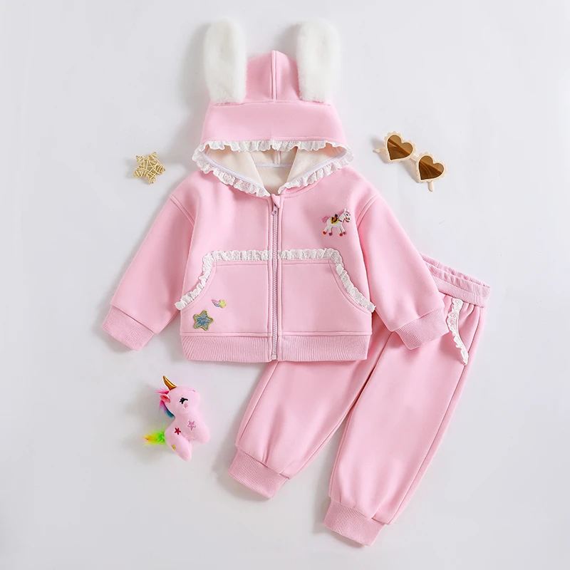 TC.KIDS#63497#福利款2025年秋冬花边卫衣套装洋气女童