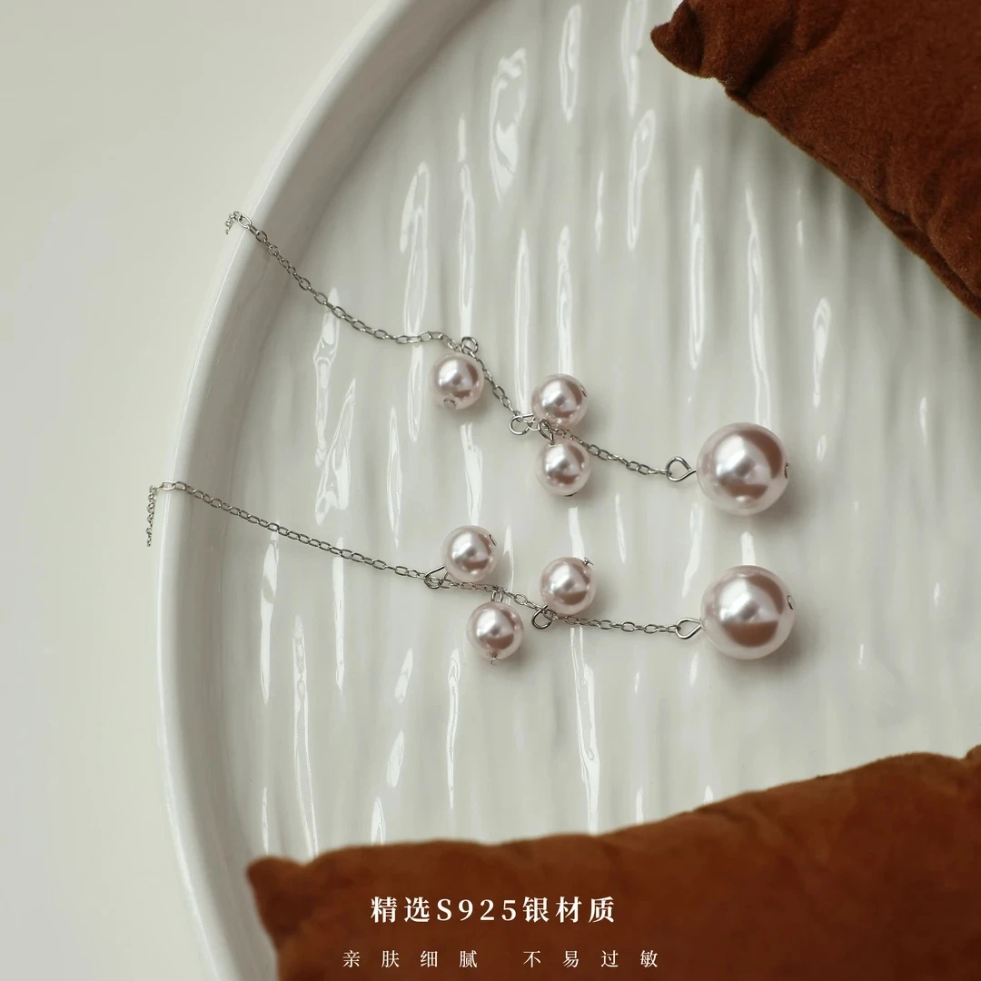 925银耳饰 曼塔玫瑰紫珠葡萄流苏耳线灵动活泼长款经典简约气质