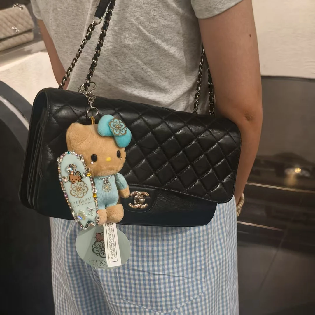 95新 Chanel/香奈儿 YUMU中古/Chanel黑银cf单肩包