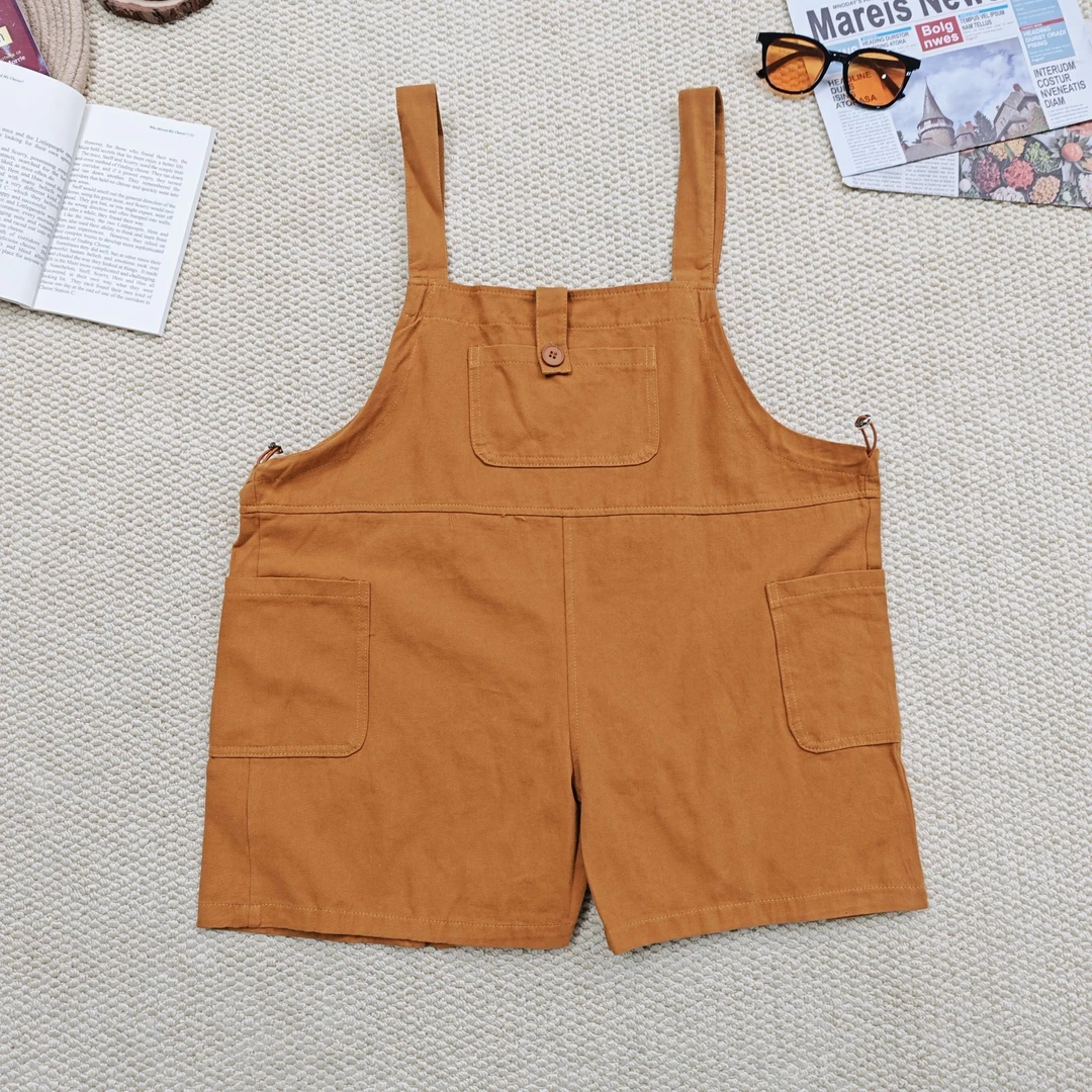 2025夏季新款宽松纯色时尚休闲背带短裤1101