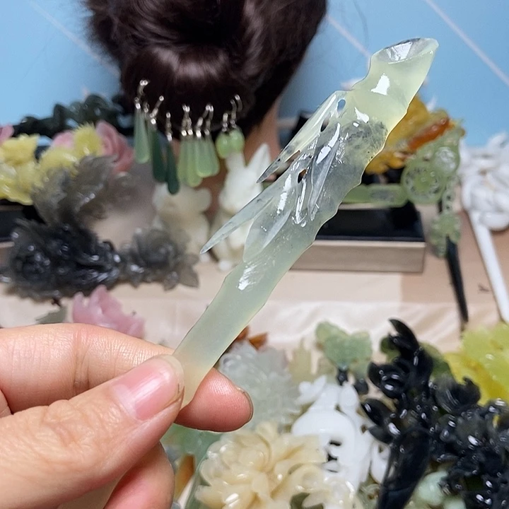 岫玉未镶嵌发簪发簪