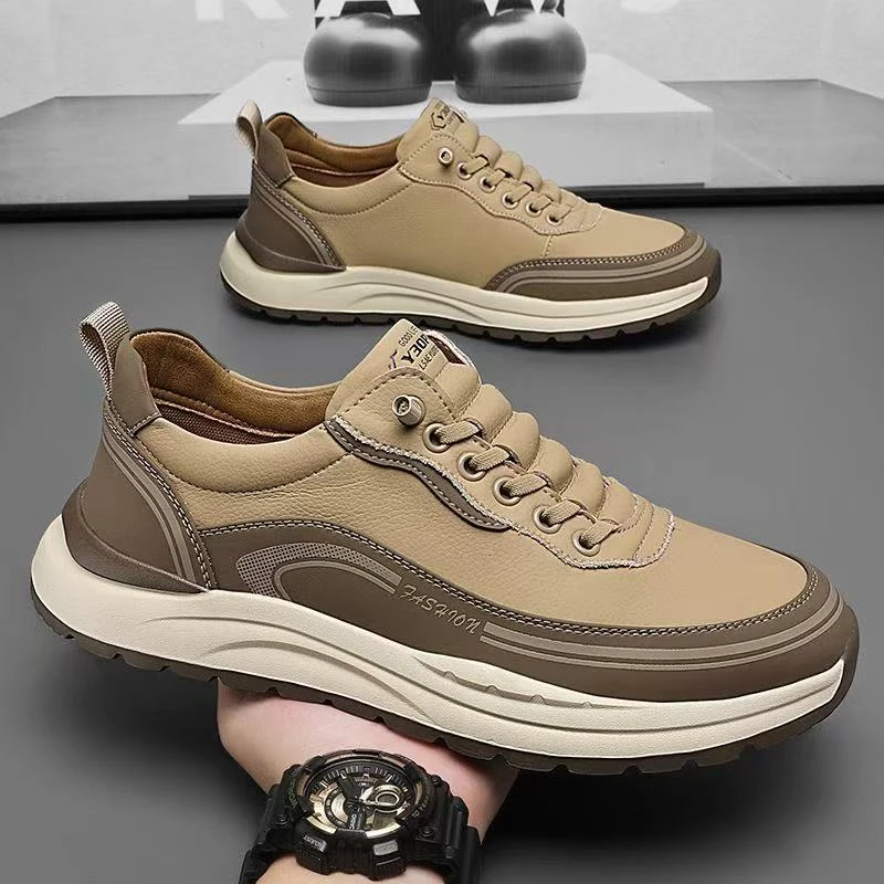 2025百搭运动鞋男士防滑纯色休闲鞋一脚蹬上班干活厚底增高劳保鞋