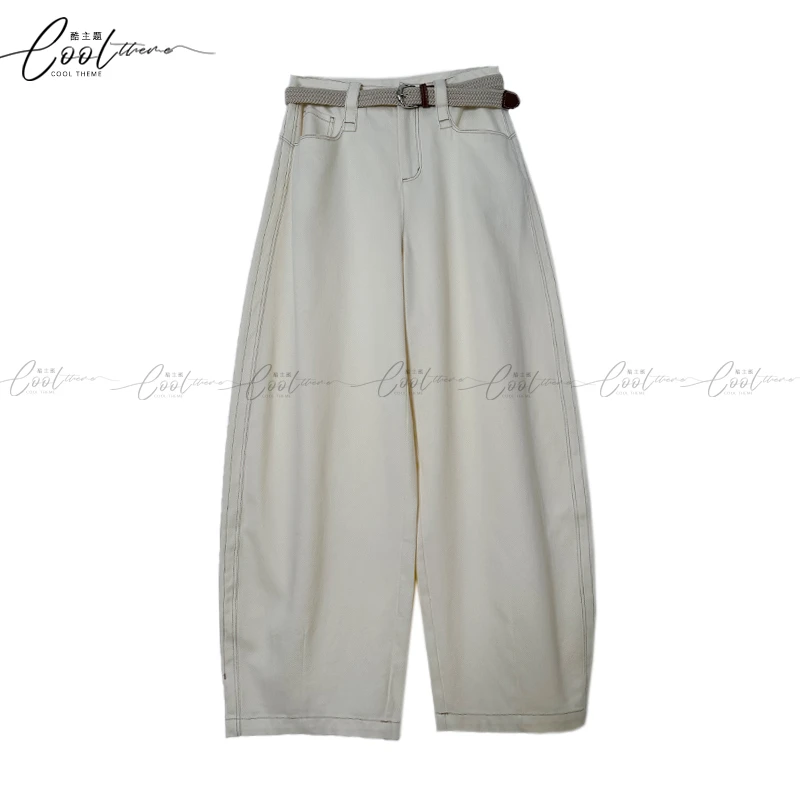 KUZHUTI2025春季新款全棉高密立体宽松廓形感工装风休闲弯刀裤女