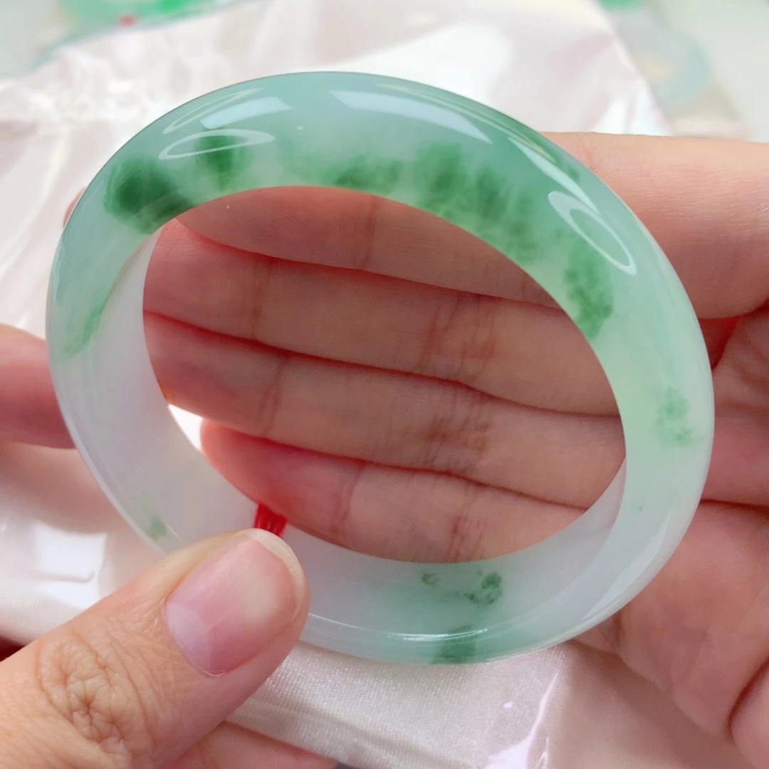 未镶嵌手镯翡翠54.1冰胶色花 超高性价比 喵喵