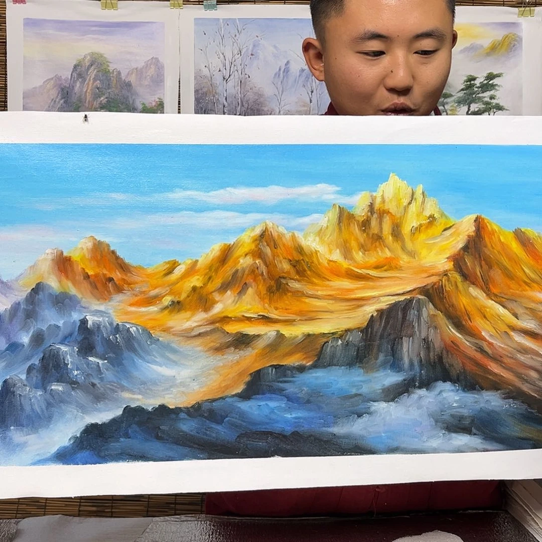 油画行路人小院绘画作品竞拍