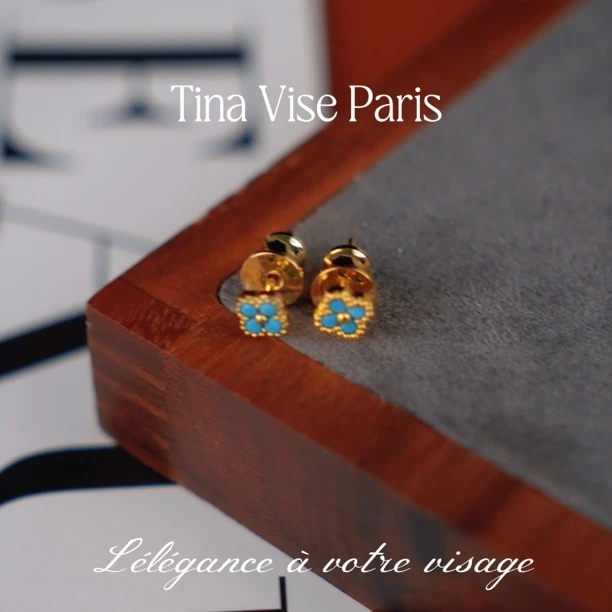 镀K金A1095《迷你四叶草》法⭐️Tina Vise缇娜薇斯 耳钉