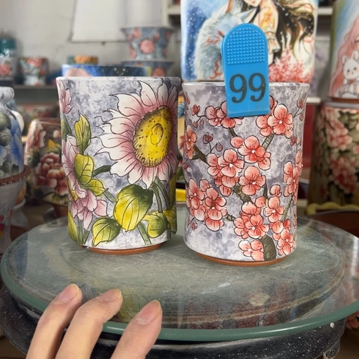 满38包邮景德镇手绘花盆