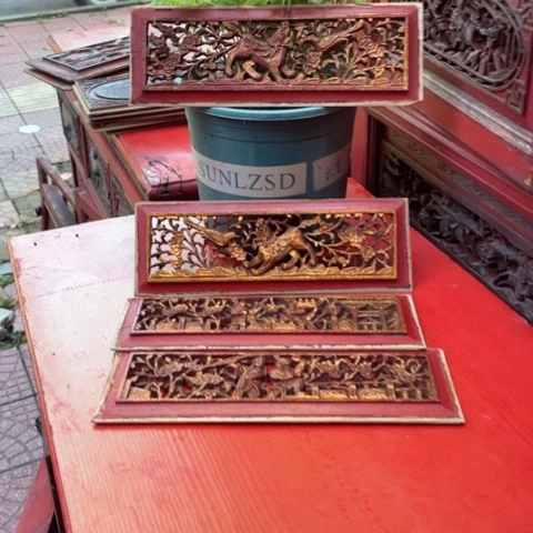 大***家木木雕花板四片木雕