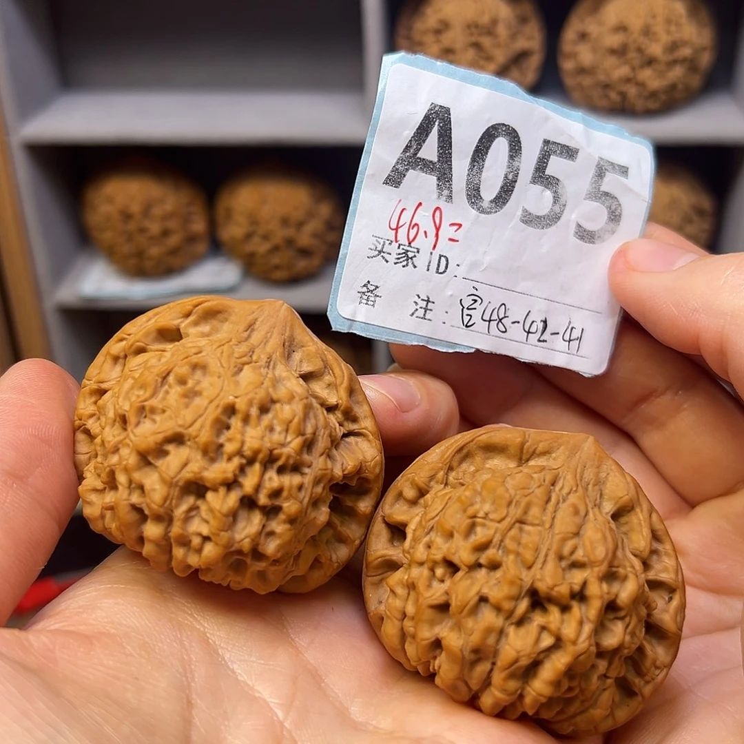 老***姜把件文玩核桃48全品麒麟纹大官帽