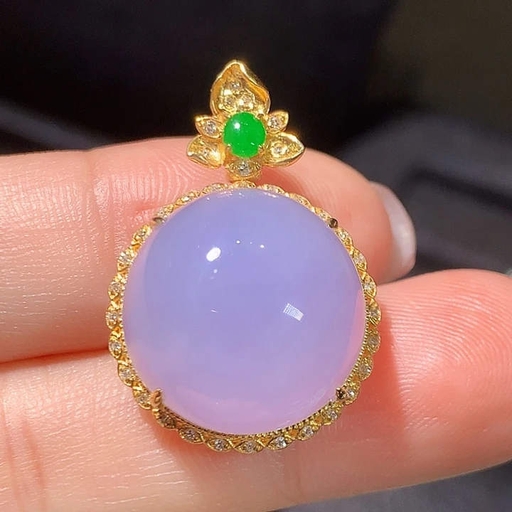 翡翠18K金镶嵌吊坠(不含链)