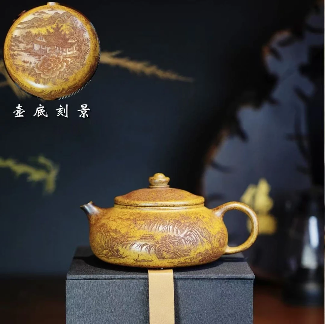 宜兴紫砂【寒江】原矿龙骨金沙名家曹莹莹老师 250cc证书礼盒h0312