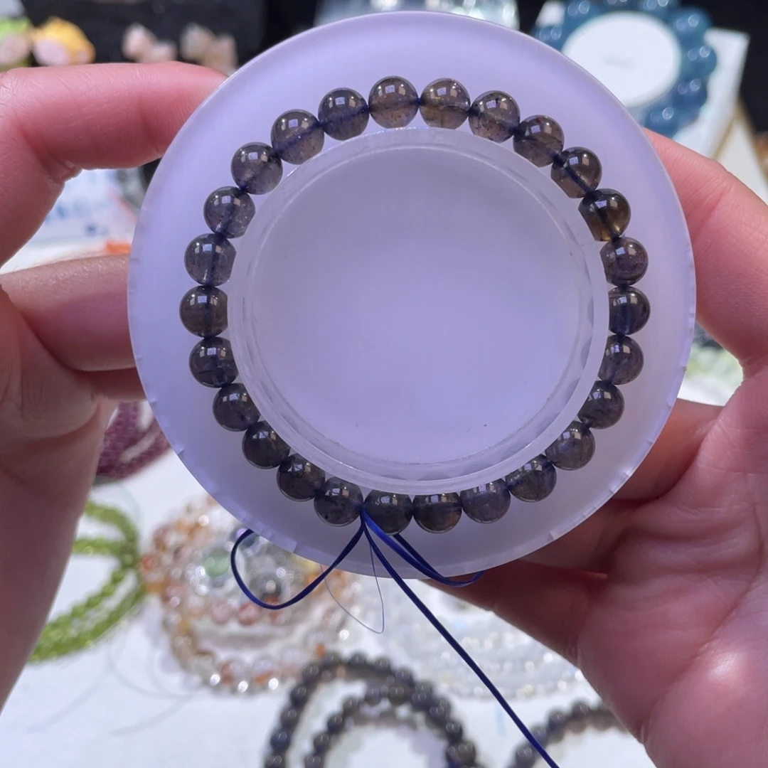 未镶嵌手链水晶透体双色堇青石7mm