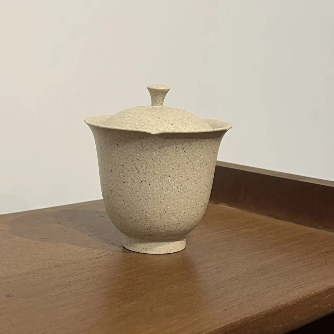 松泉茶器丨《白段花口盖碗》紫砂盖碗   小容量  mxd0031