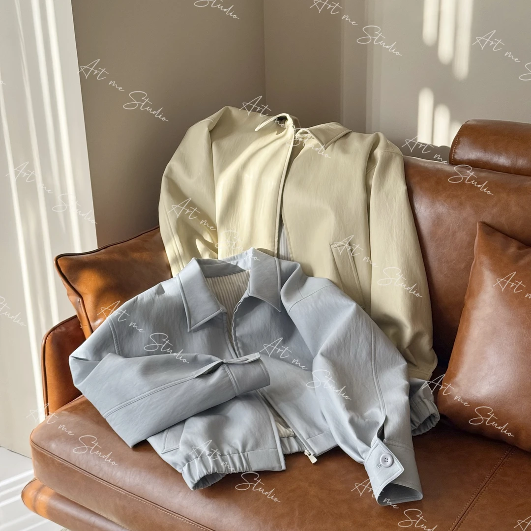 Artme瓜瓜呀【空气感两色简约翻领拉链下摆收口小众外套】w1220w2