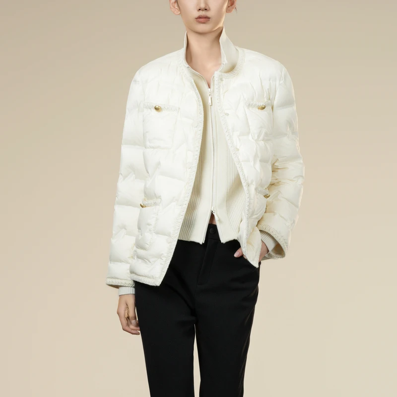 XG雪歌米白小香风羽绒服冬季新款显瘦通勤轻奢风短款保暖外套