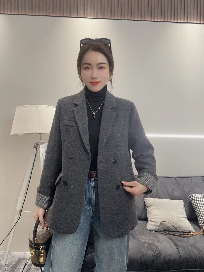 【黄小芳】冬款长款A635西装羽绒外套