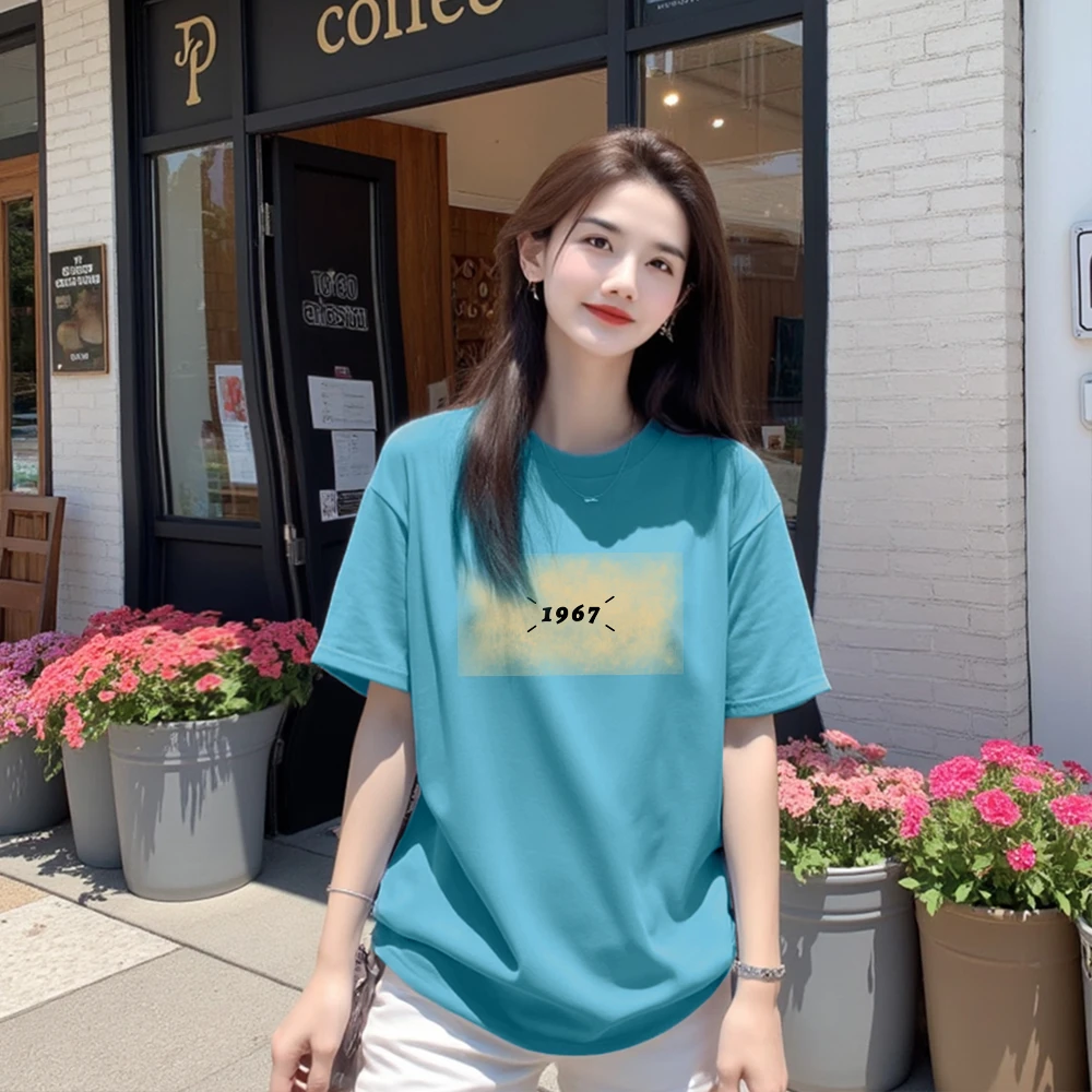 【美式1967】纯棉宽松显瘦ins短袖T恤印花圆领时尚休闲百搭上衣潮流