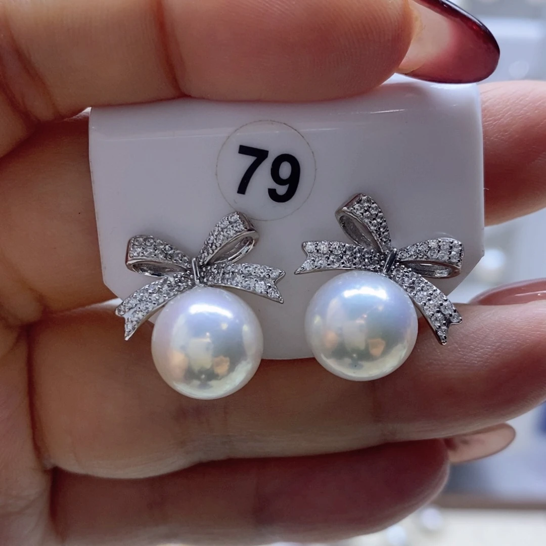 淡水珍珠耳饰银S925镶嵌