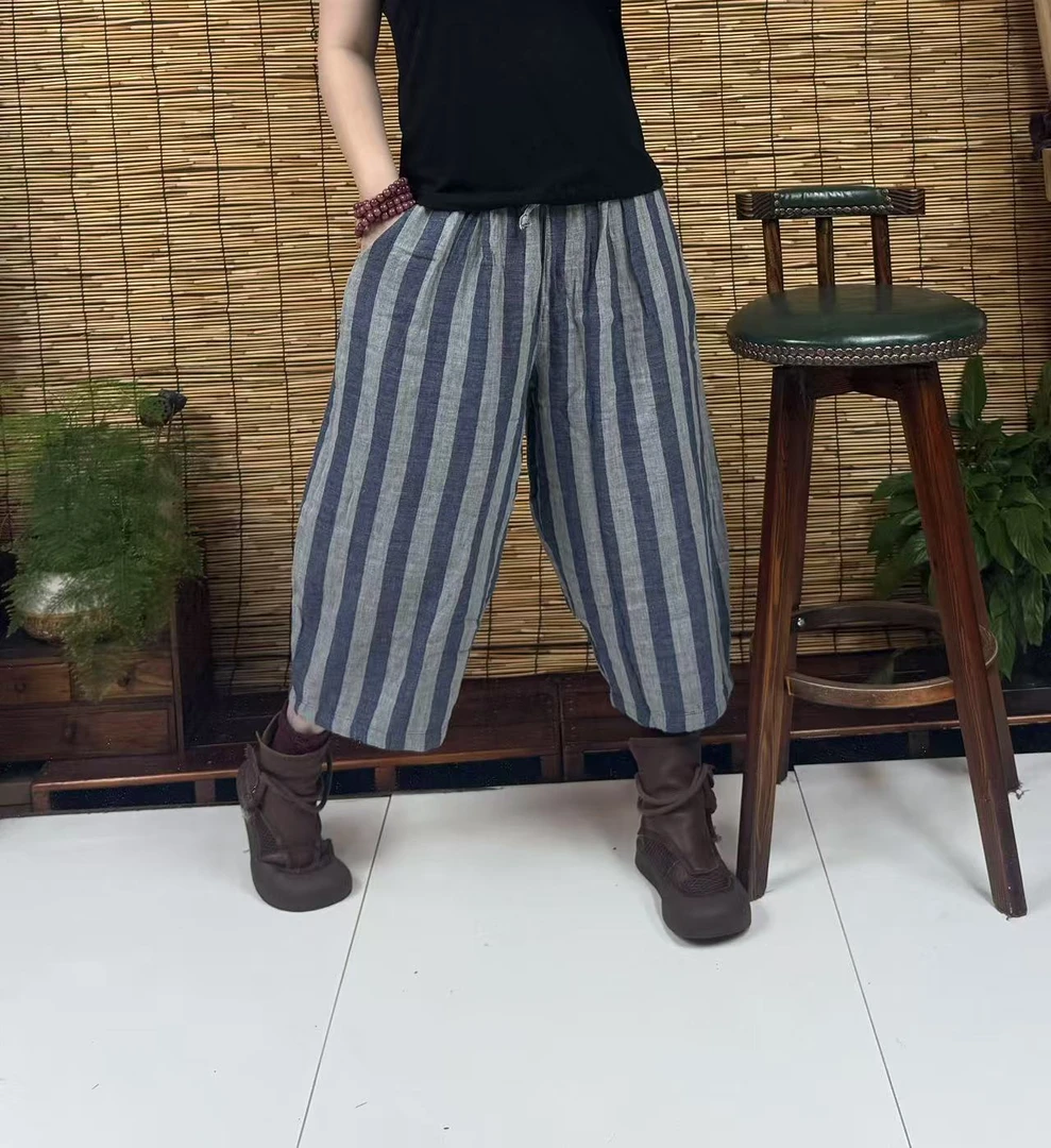 33100色织双纱条纹八分裤（长80，90-160斤）