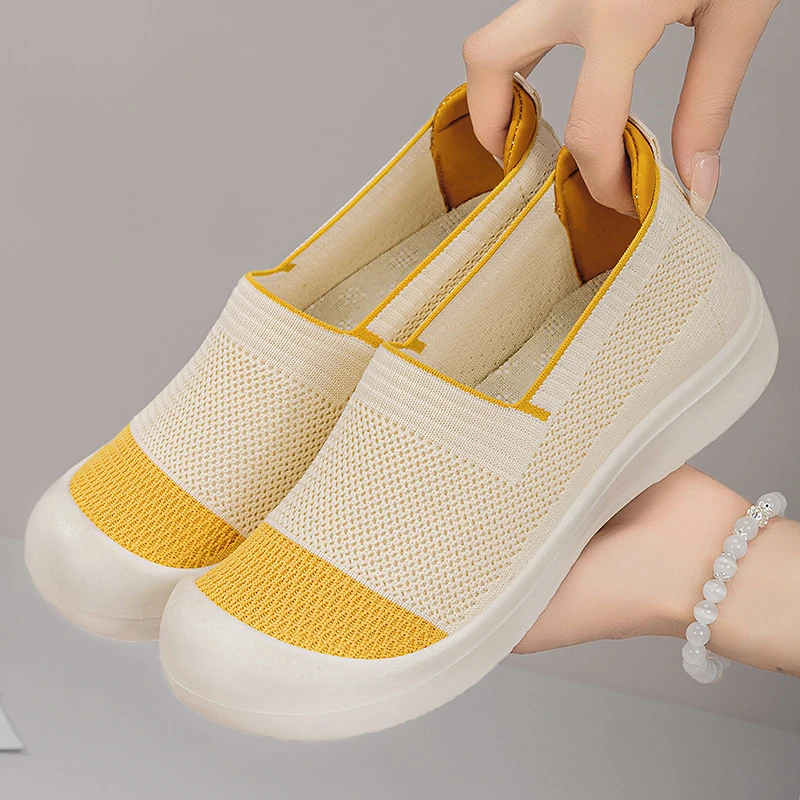 鞋子女夏季新款百搭休闲鞋软底不累脚舒适妈妈鞋一脚蹬网面低帮鞋
