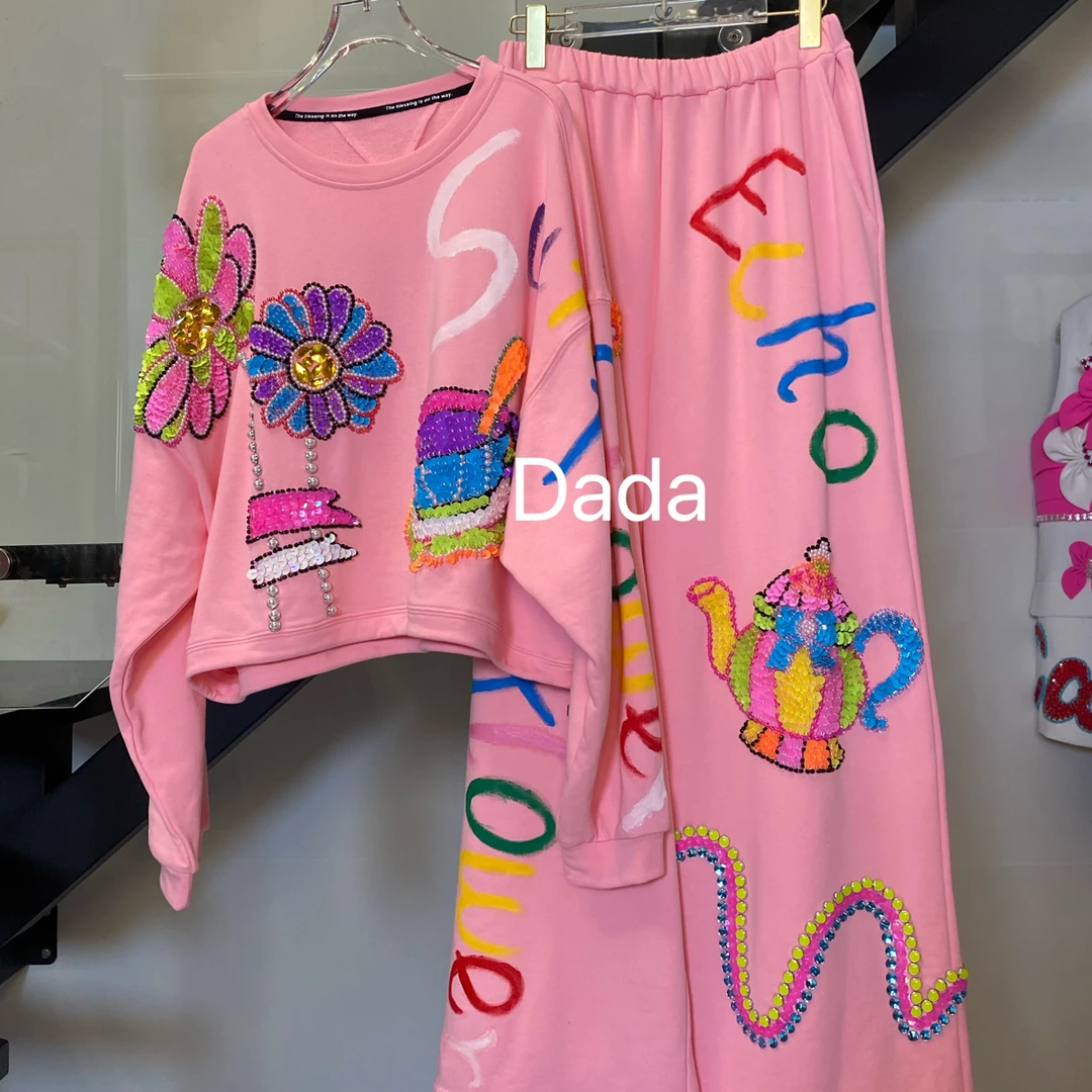 Dada设计款新款重工个性款休闲时尚百搭洋气宽松套装C1550