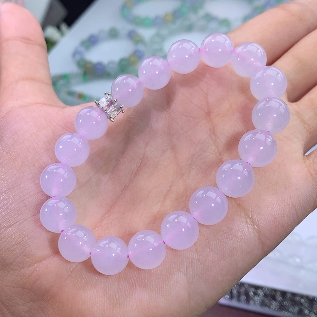 翡翠未镶嵌手链57号 冰种浅粉手串