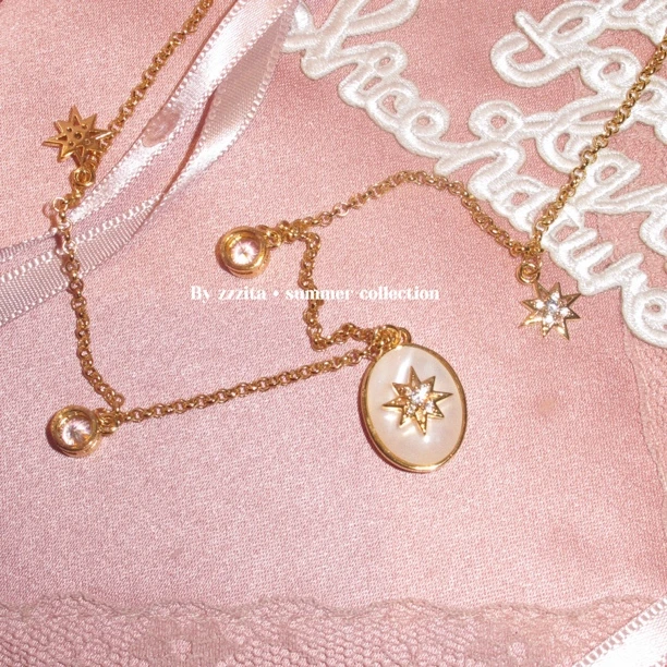 合金项链 Tiara Flower·肌肤之花～小众复古百搭闪钻八芒星项链