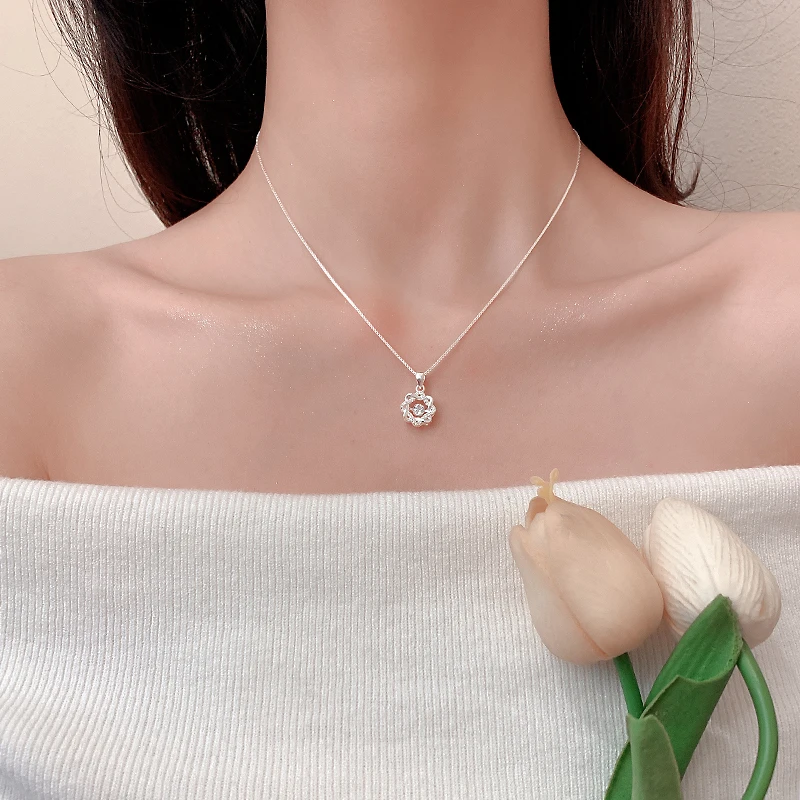 CUOOYINO/初影 坠链均足银合成锆石 【六芒星】精致项链百搭锁骨链