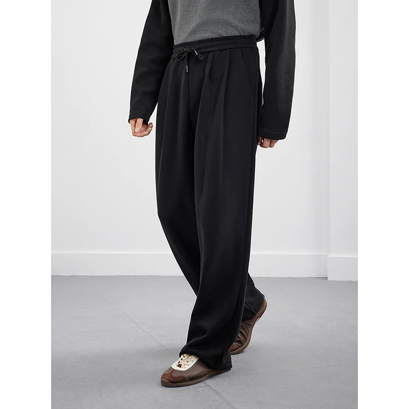 GXG男装 宽松直筒长裤通勤休闲裤卫裤25年秋新品#G25D023199