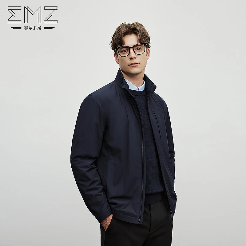 EMZ鄂尔多斯男士秋冬商务休闲锁温保暖百搭挺括有型立领简约茄克