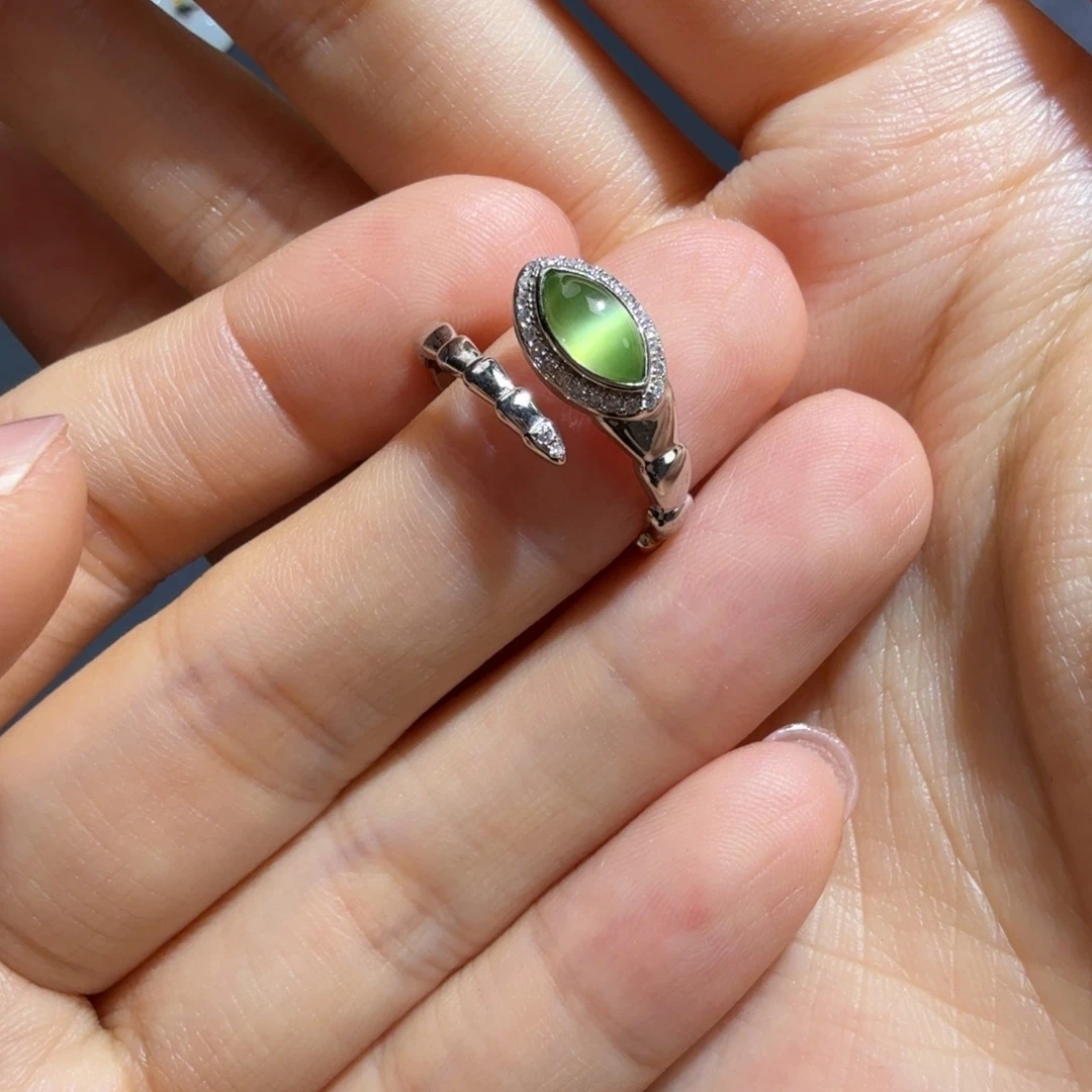 和田玉戒指银S925镶嵌