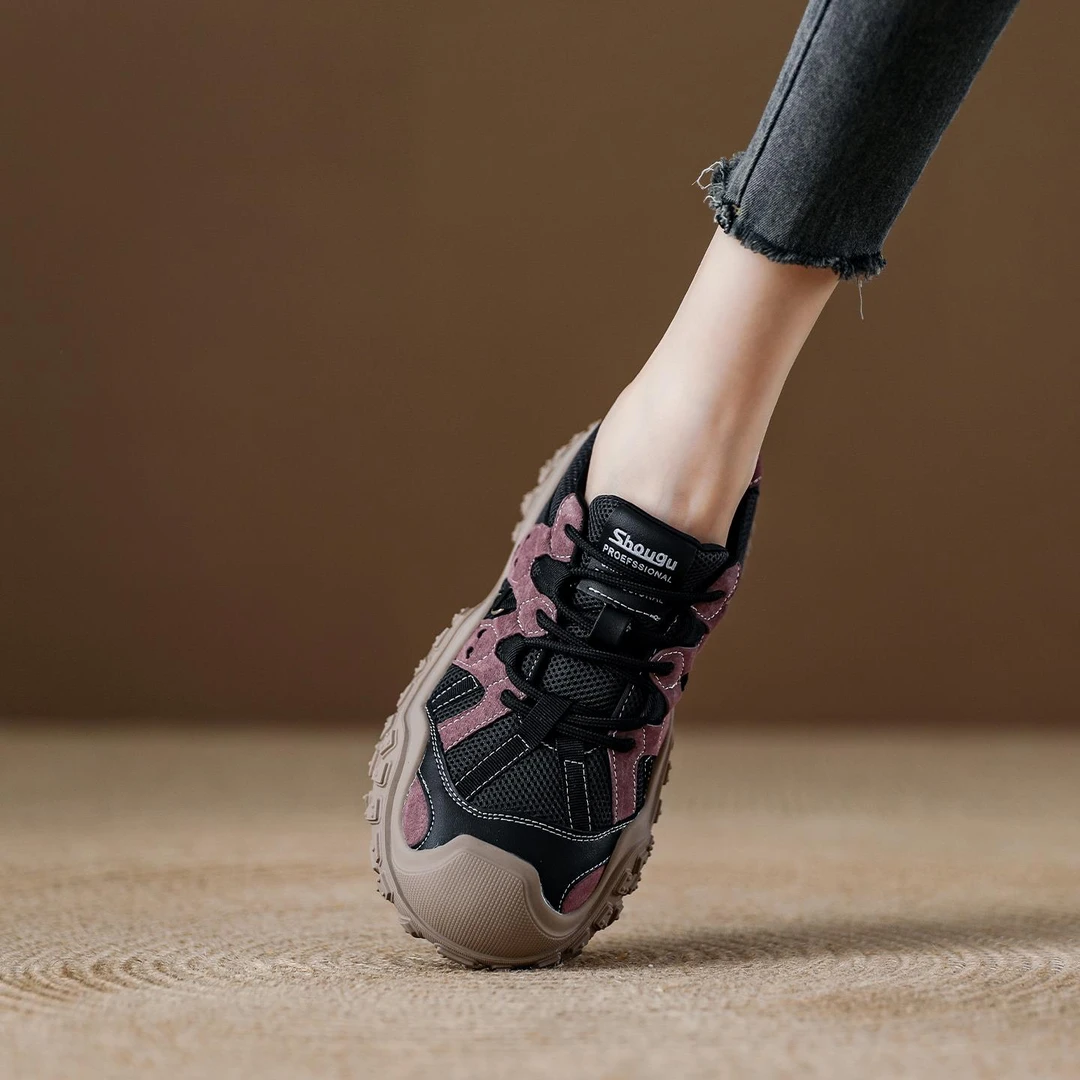 覆古老爹鞋女款2025秋季新款网面透气女鞋户外防滑登山休闲运动鞋