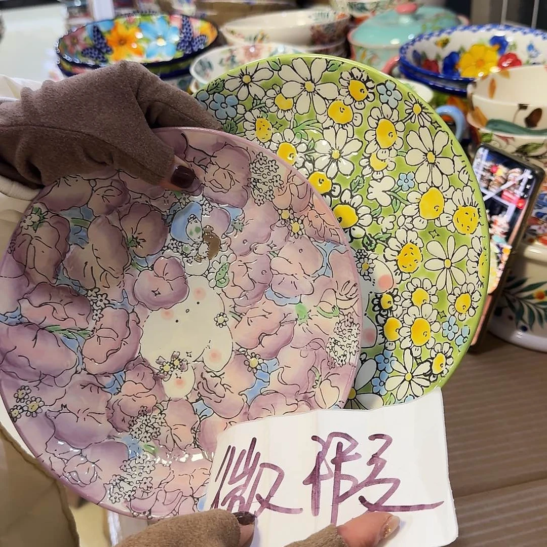 瓷片微瑕8.25英寸盘2只看图