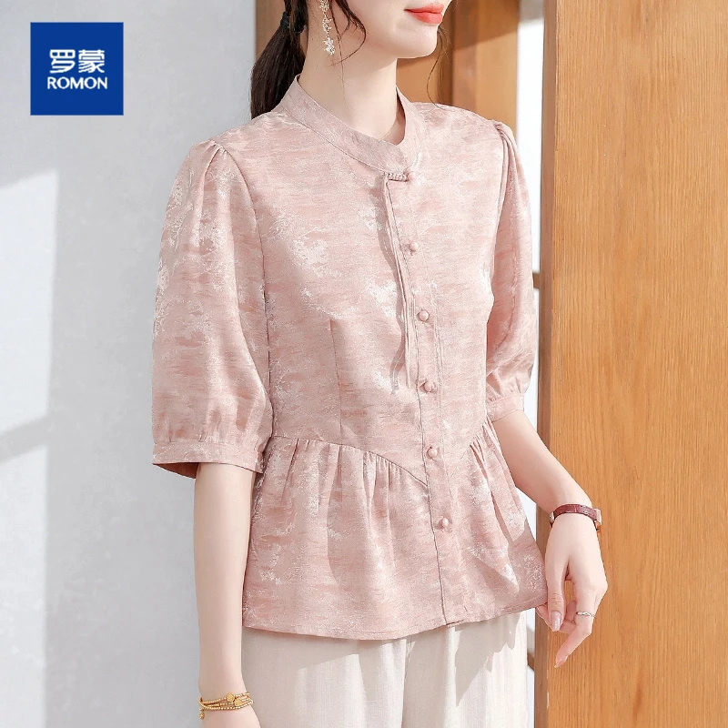 新中式妈妈端庄气质雪纺小衫2025夏季新款气质衬衫中老年女夏套装